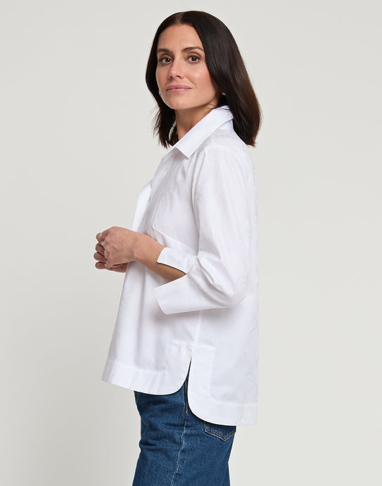 Aileen 3/4 Sleeve Deco Jacquard Pattern Top