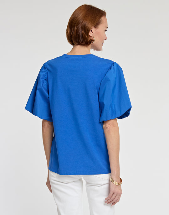 Kaitlyn Elbow Sleeve Woven/Knit Top