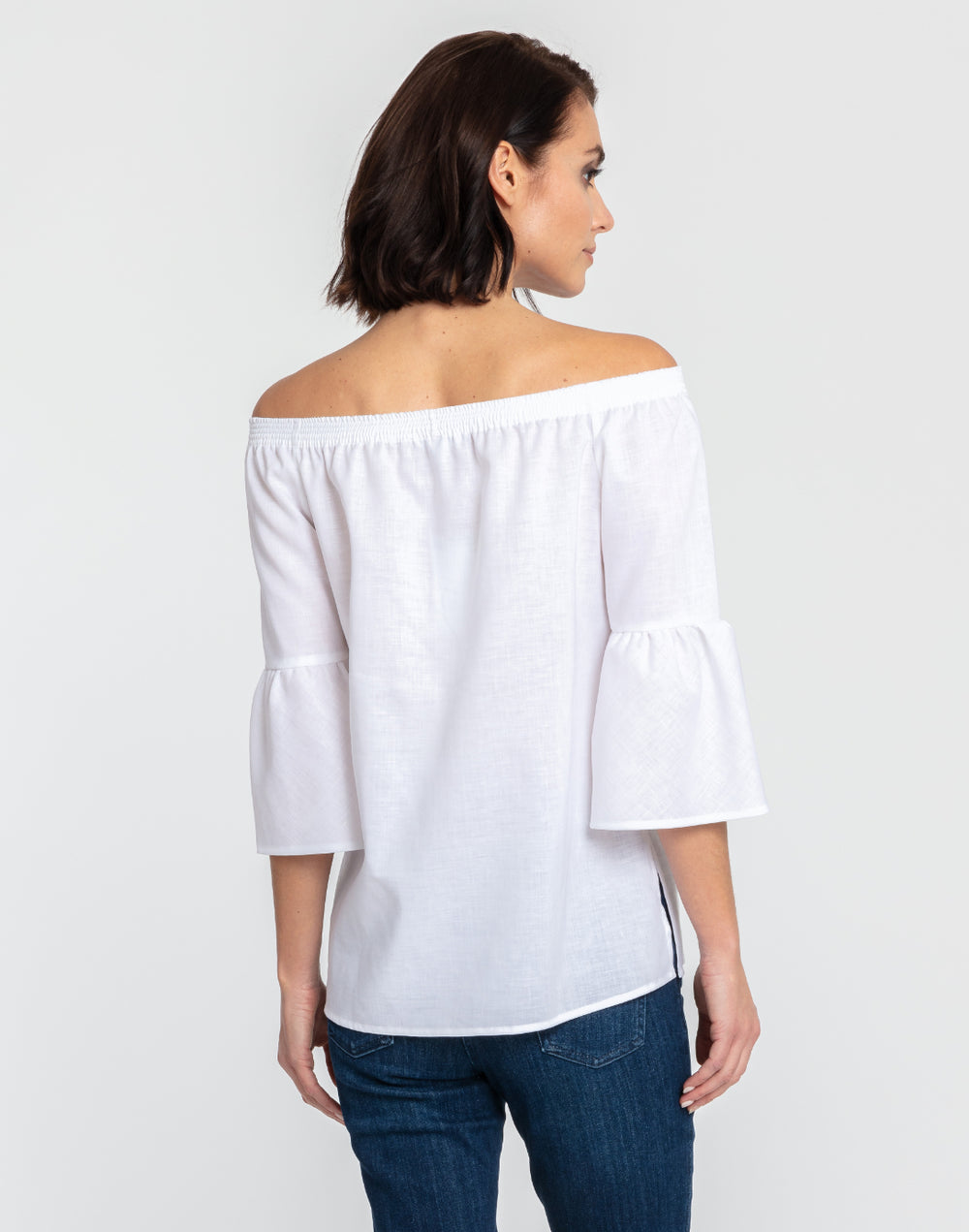 Lena Off Shoulder 3/4 Sleeve Luxe Linen Top