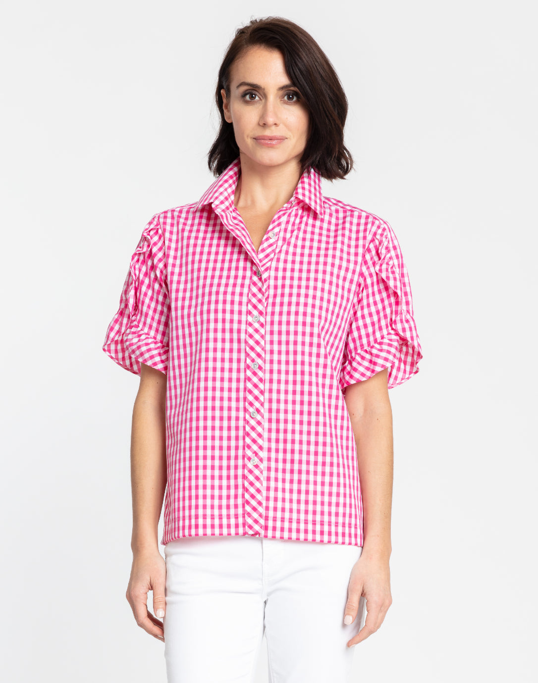 Pink gingham cheap shirt womens