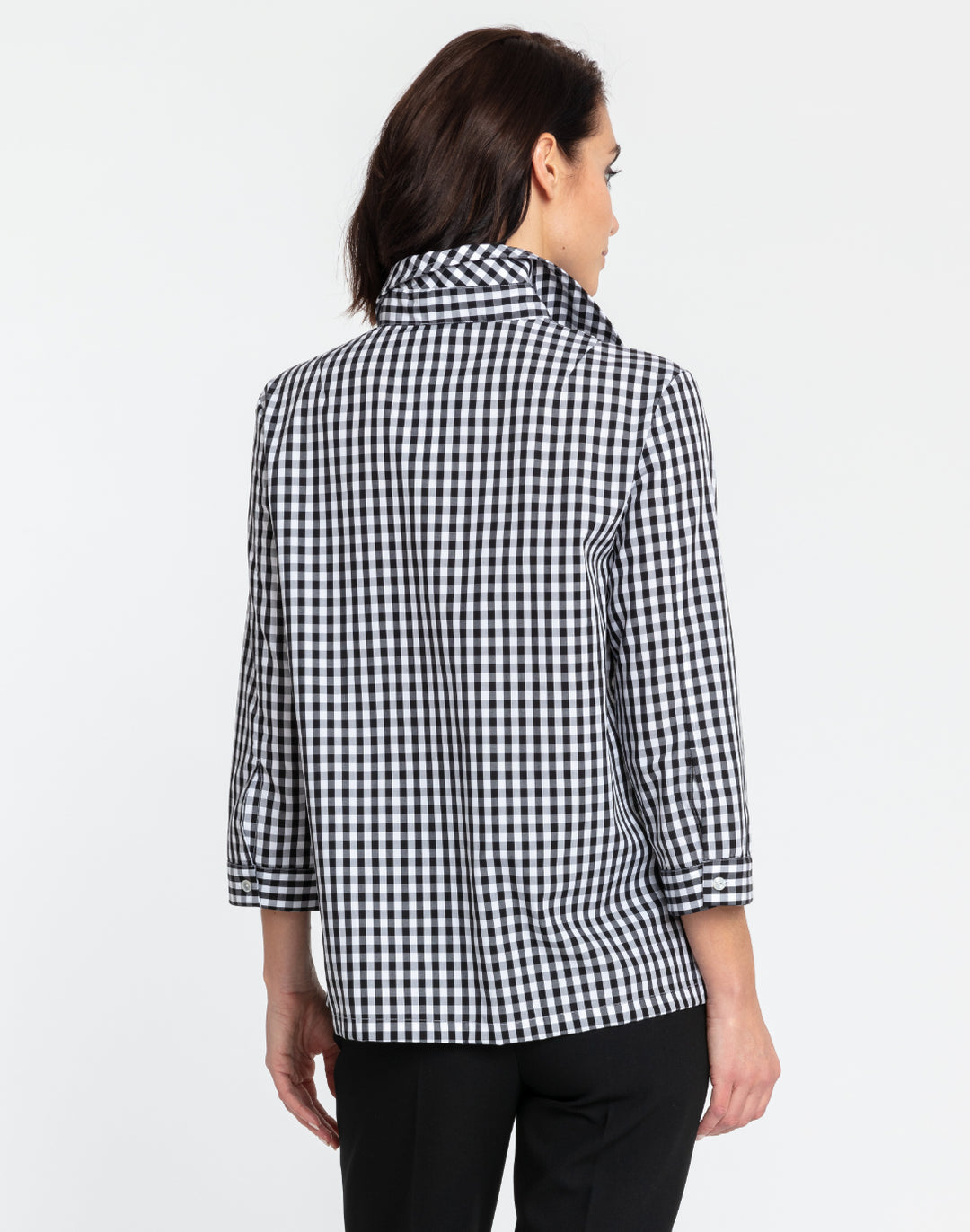 Alison 3/4 Sleeve Classic Mini Gingham Shirt