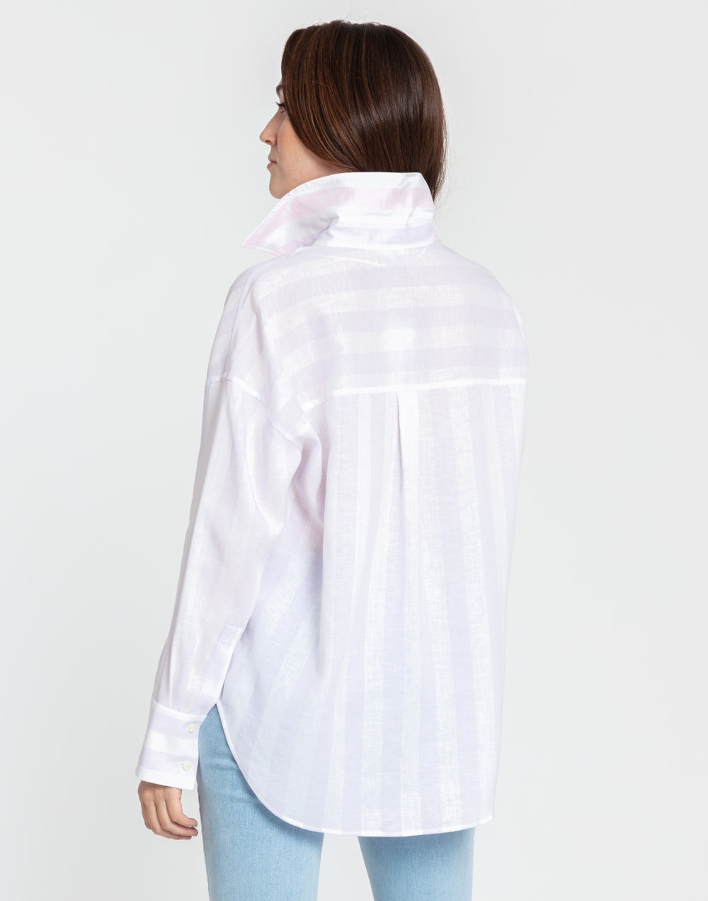 Larissa Long Sleeve Luxe Linen Cabana Stripes Shirt