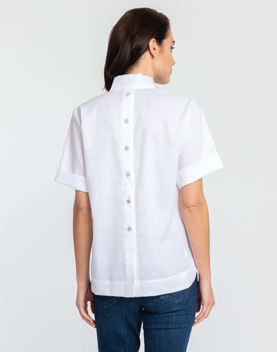 Aileen Short Sleeve Luxe Linen Top