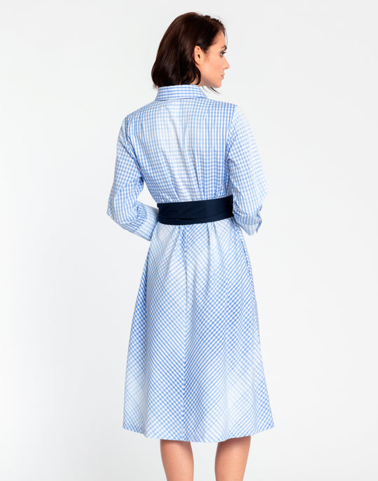 Riley 3/4 Sleeve Ombre Gingham Dress