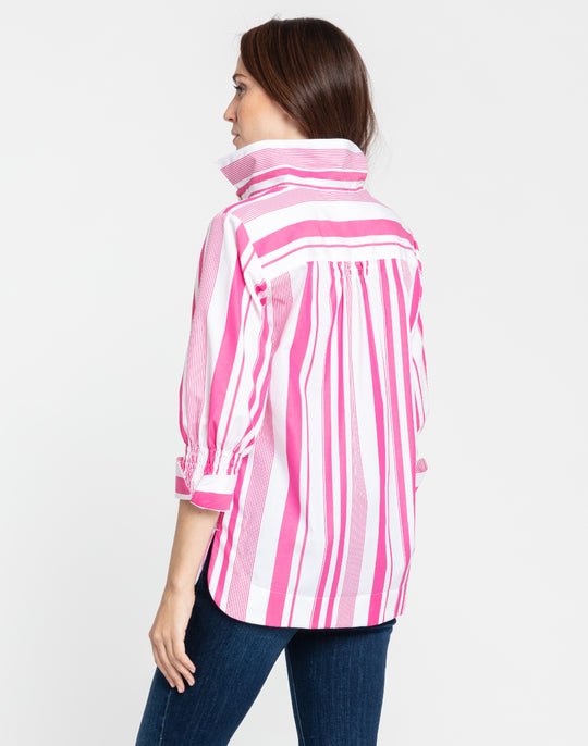 Morgan 3/4 Sleeve Variegated Stripes Top