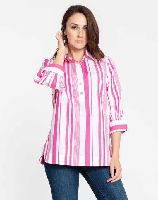 Morgan 3/4 Sleeve Variegated Stripes Top