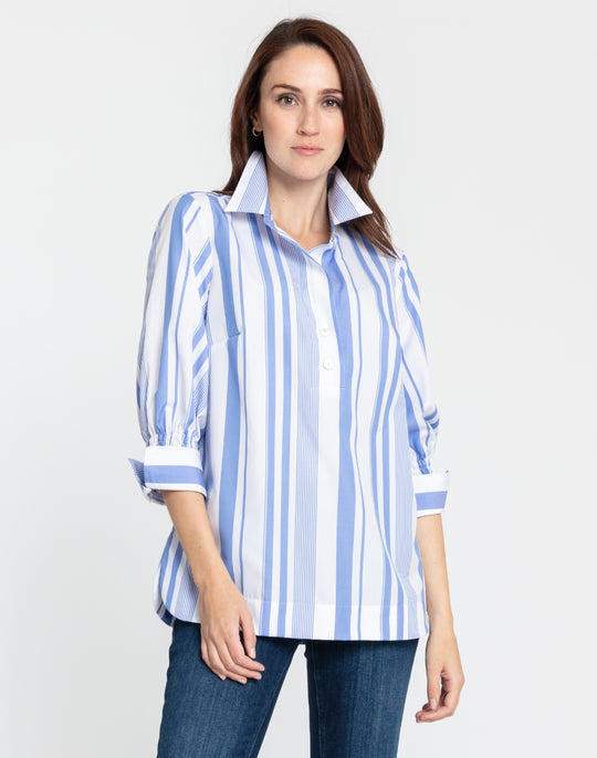 Morgan 3/4 Sleeve Variegated Stripes Top