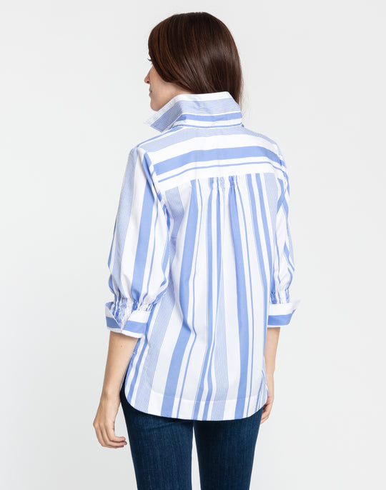 Morgan 3/4 Sleeve Variegated Stripes Top