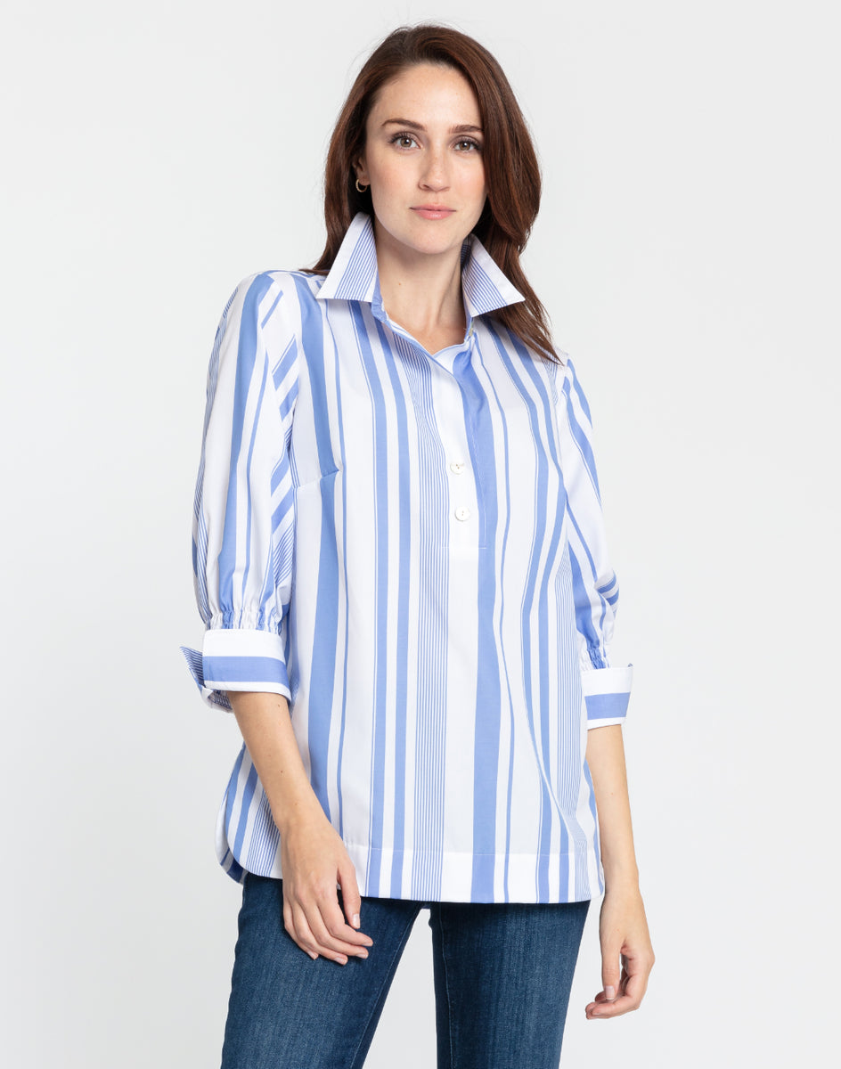 Morgan 3/4 Sleeve Variegated Stripes Top – Hinson Wu