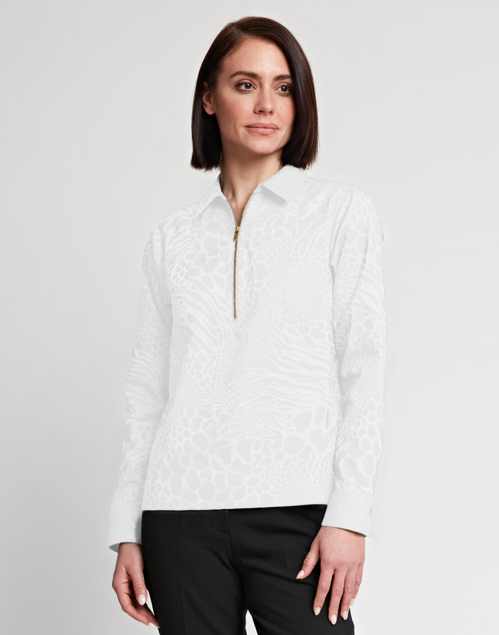 Alexis Long Sleeve Cotton Half Zip Top