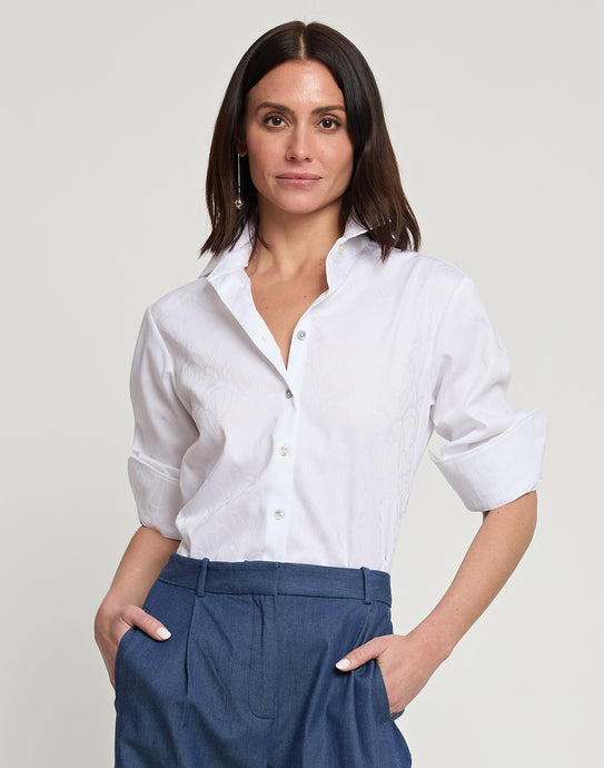 Margot Long Sleeve Deco Jacquard Shirt