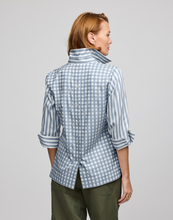 Load image into Gallery viewer, Aileen 3/4 Sleeve Stripe/Gingham White Combo Top