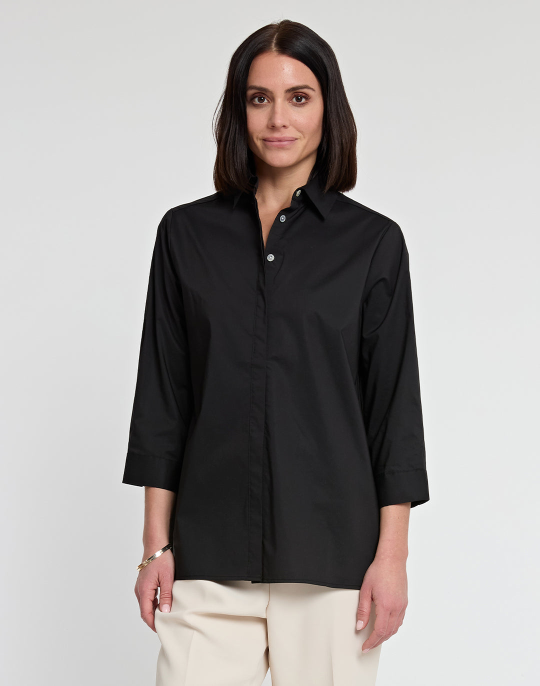 Sara 3/4 Sleeve Pleated Back Cotton Top