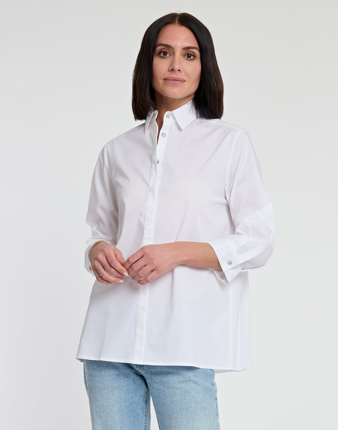 Sara 3/4 Sleeve Pleated Back Cotton Top