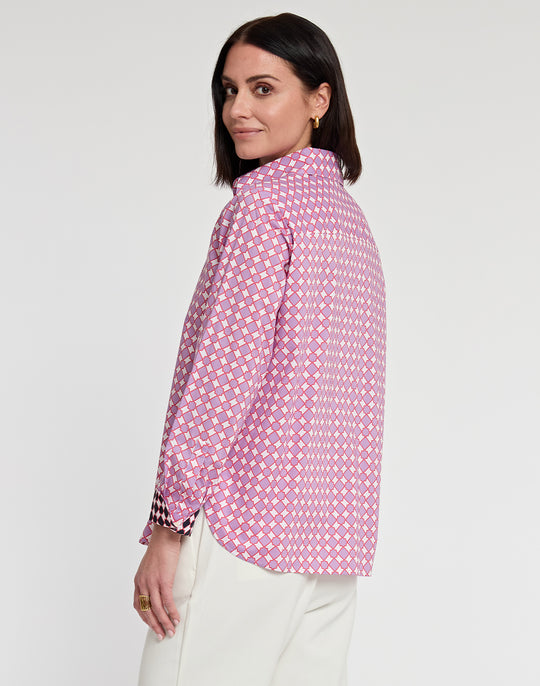 Reese Long Sleeve Tile Print Shirt