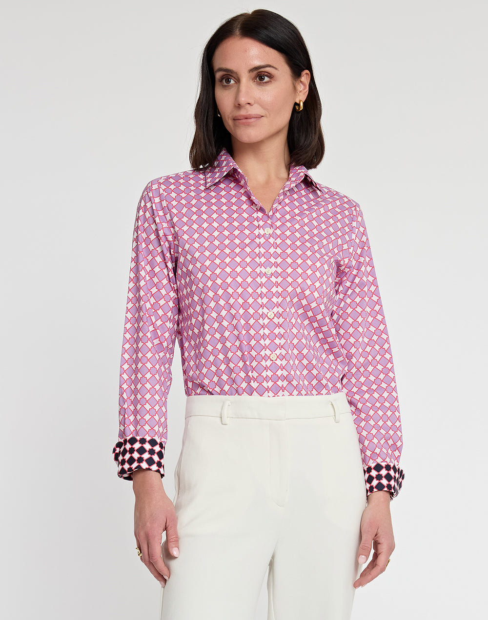 Reese Long Sleeve Tile Print Shirt