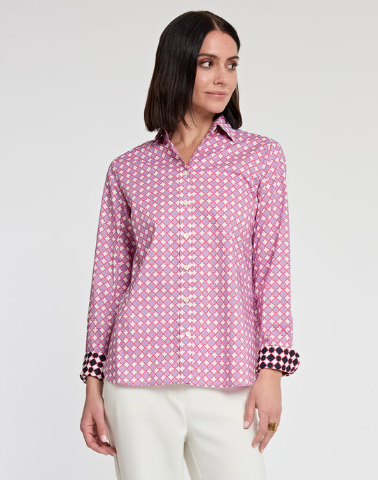 Reese Long Sleeve Tile Print Shirt