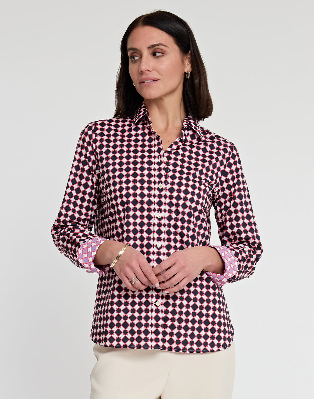 Reese Long Sleeve Tile Print Shirt