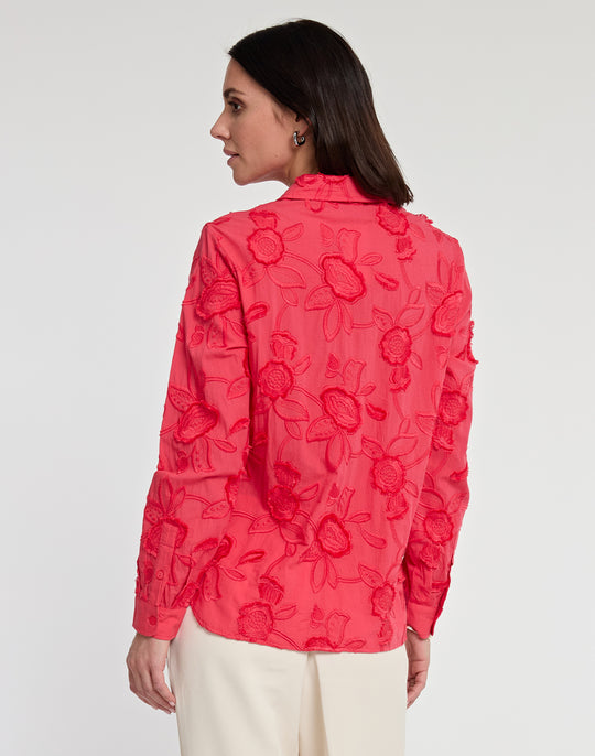 Margot Long Sleeve Floral Applique Shirt