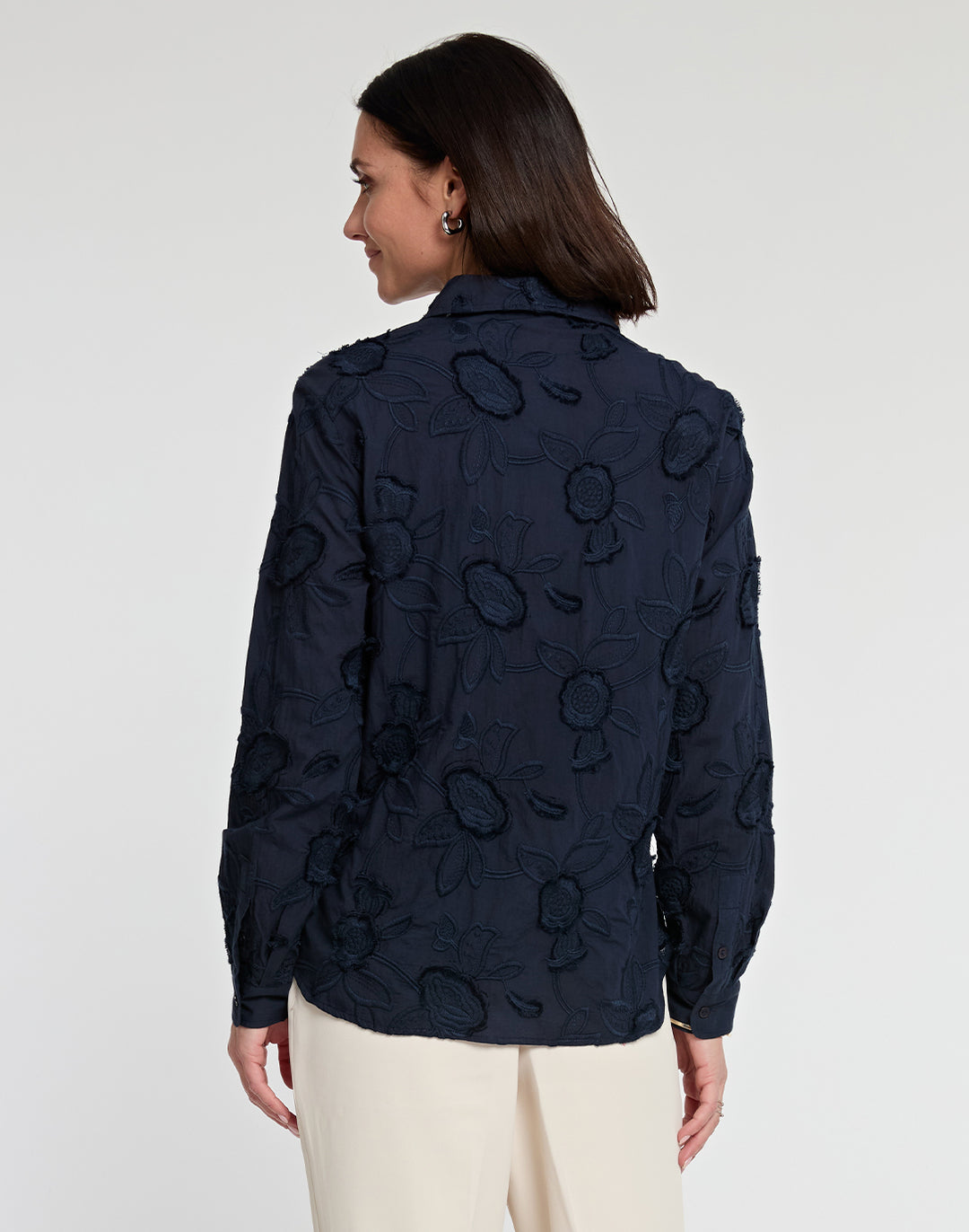 Margot Long Sleeve Floral Applique Shirt