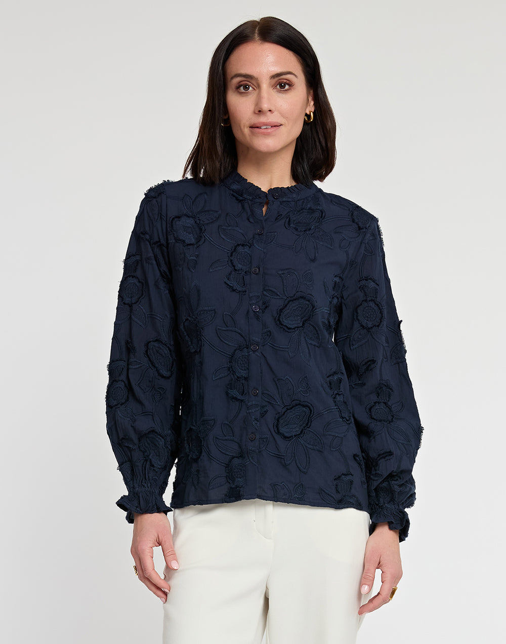 Nicola Long Sleeve Floral Applique Shirt