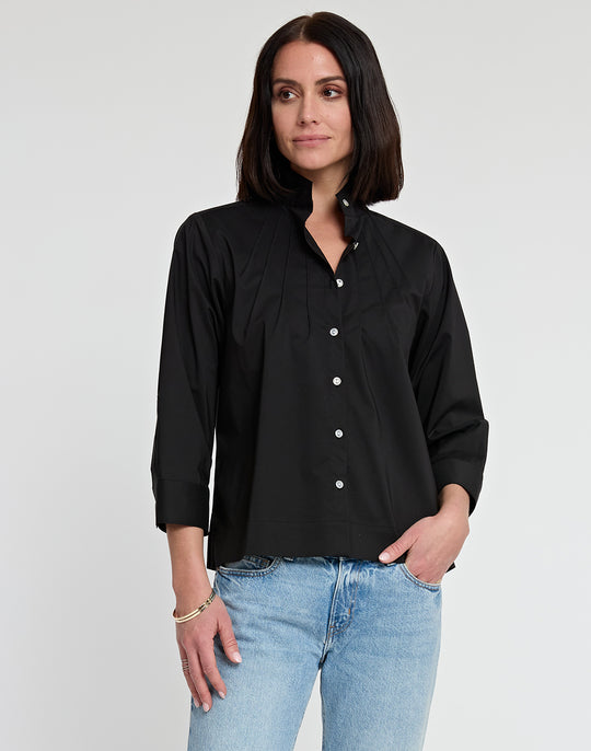 Dora 3/4 Sleeve Cotton Pleated Shirt