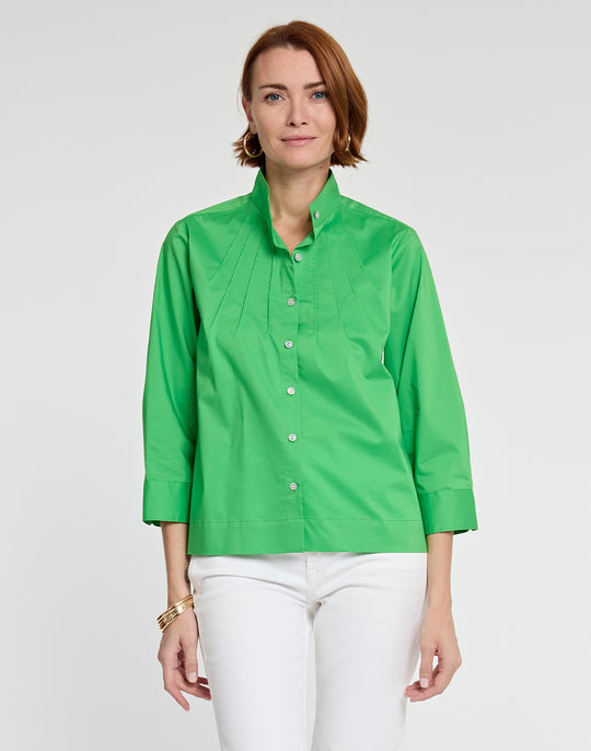 Dora 3/4 Sleeve Cotton Pleated Shirt