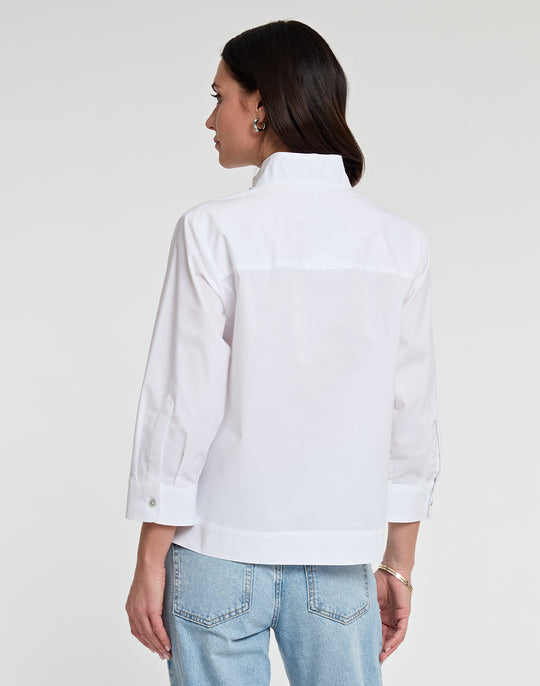 Dora 3/4 Sleeve Cotton Pleated Shirt