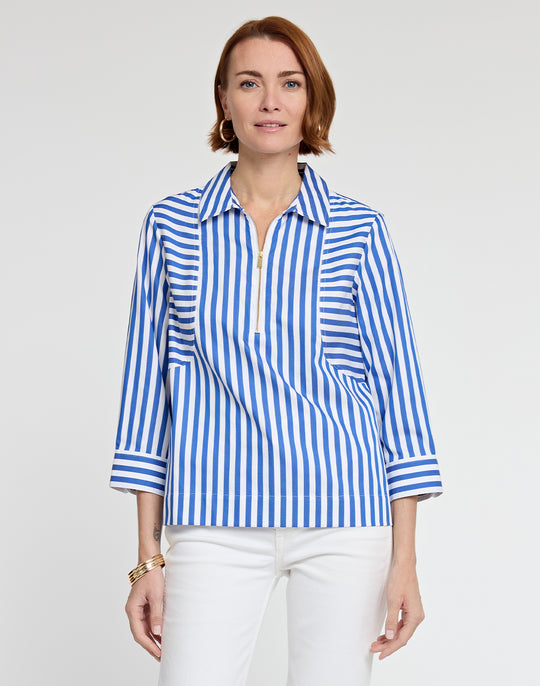 Alexis 3/4 Sleeve Stripe/Gingham Combo Top