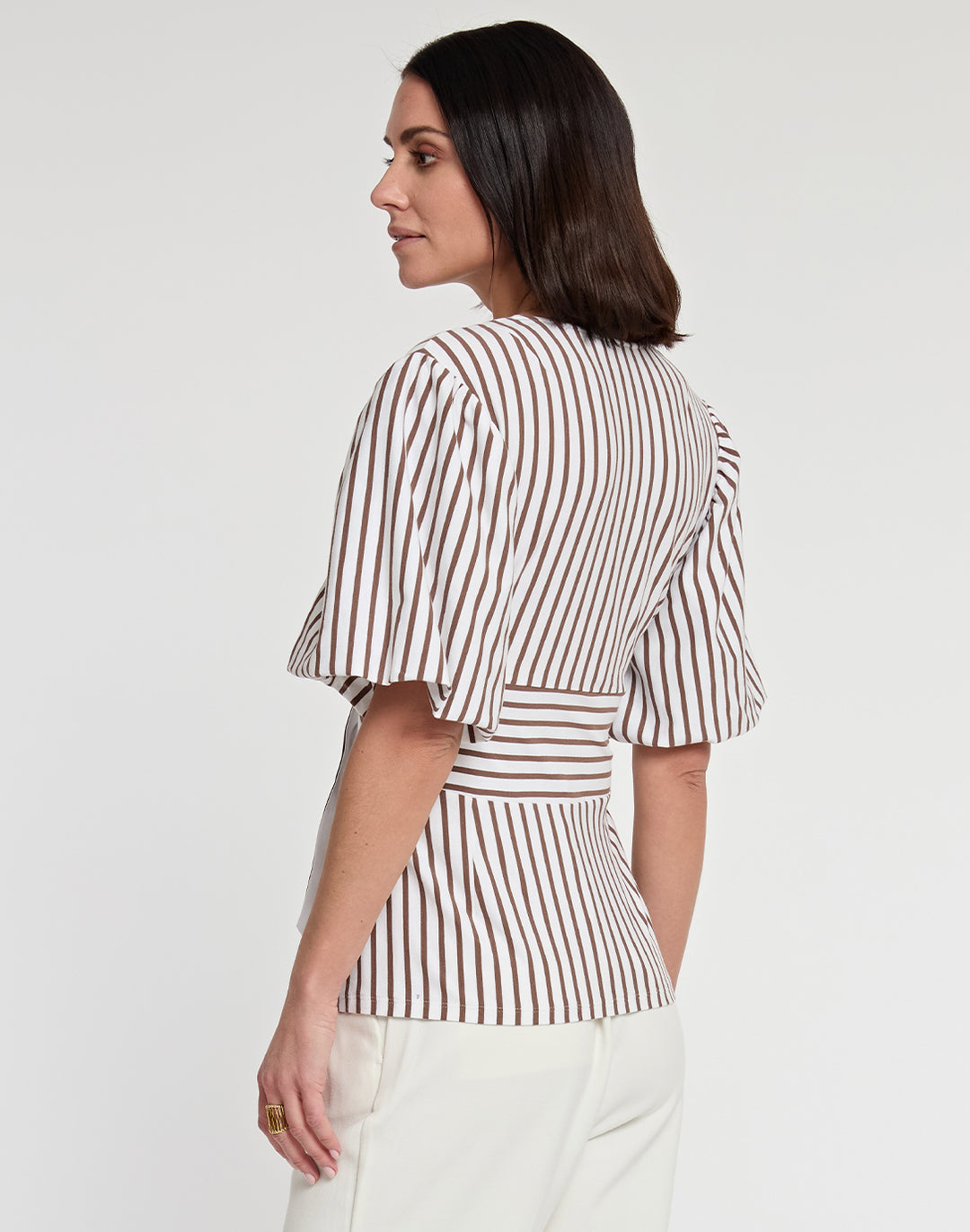 Paulina Elbow Sleeve Knit Stripe Top