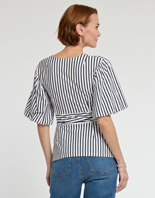 Paulina Elbow Sleeve Knit Stripe Top