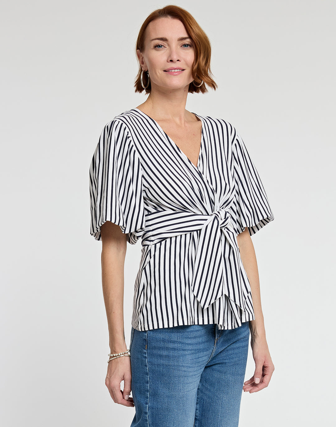 Paulina Elbow Sleeve Knit Stripe Top