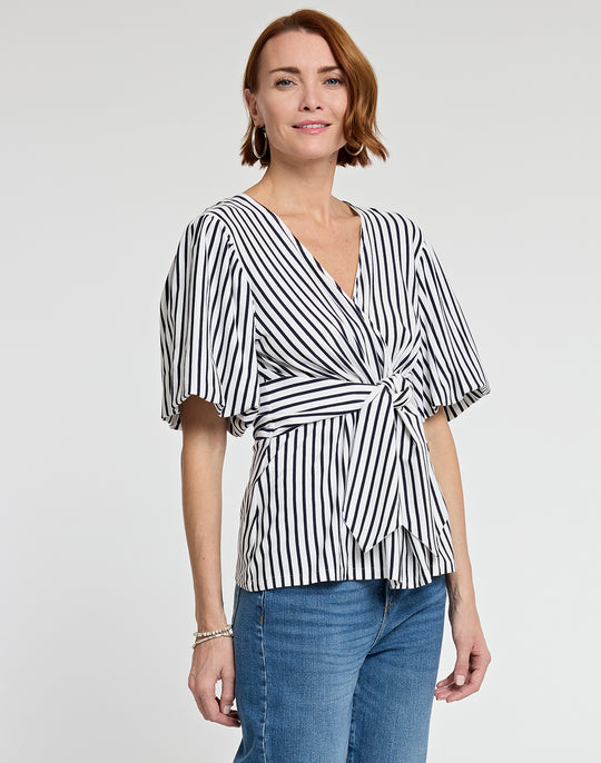 Paulina Elbow Sleeve Knit Stripe Top