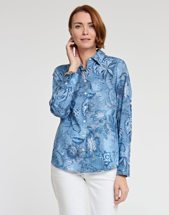 Diane Long Sleeve Passionflower Print Shirt