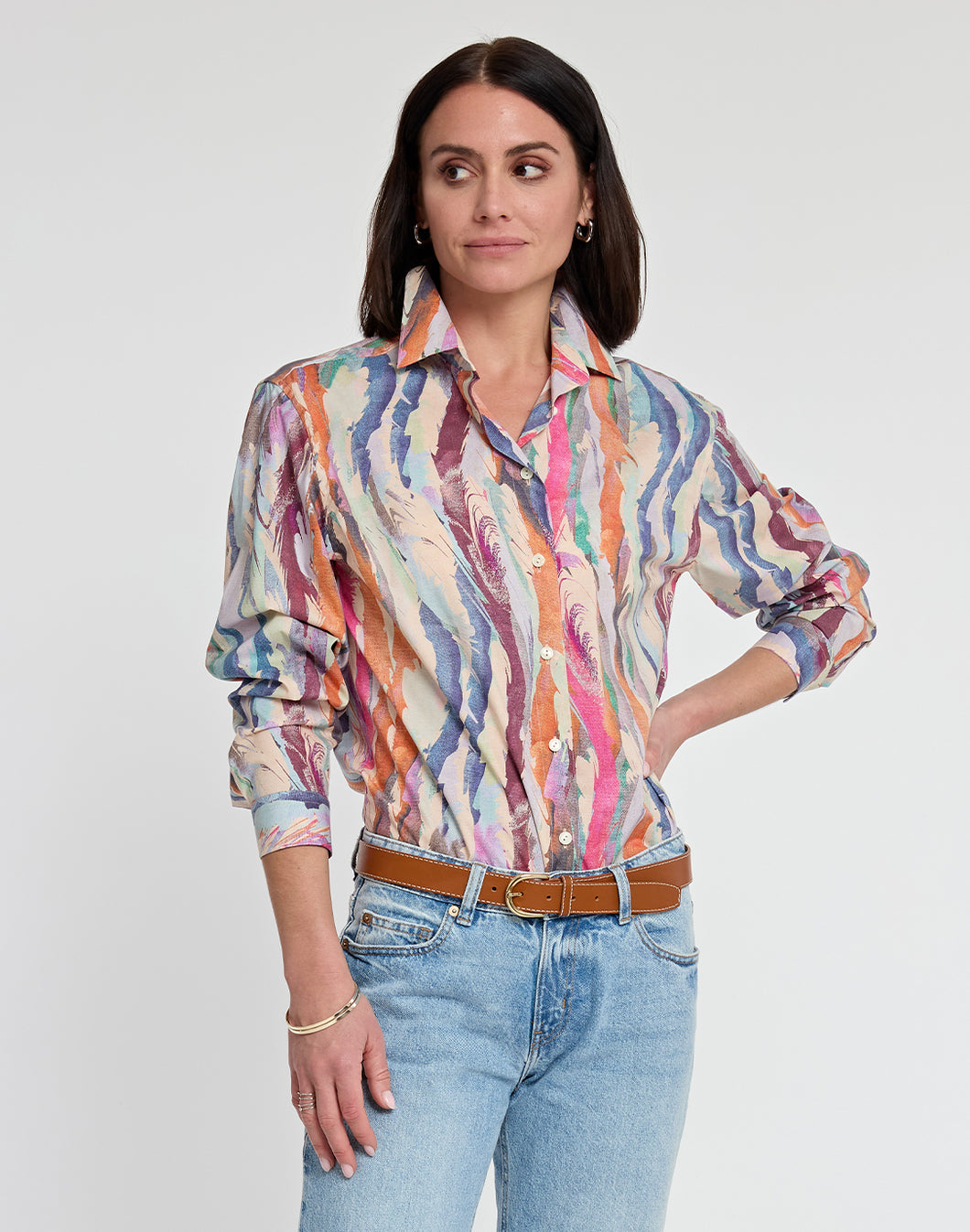 Halsey Long Sleeve Brushstroke Print Shirt