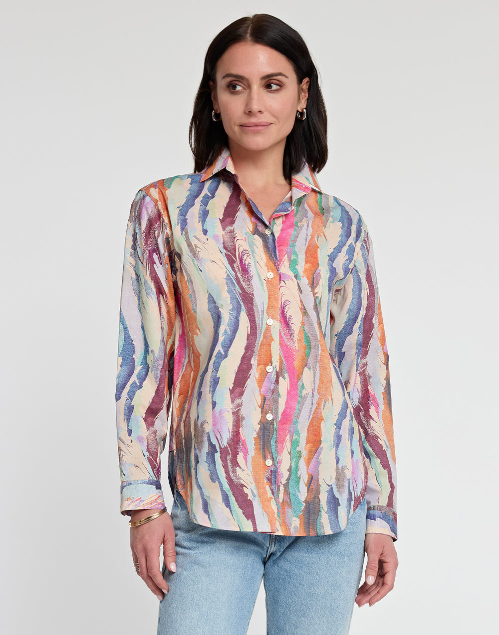 Halsey Long Sleeve Brushstroke Print Shirt