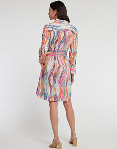 Kathleen Long Sleeve Brushstroke Print Dress
