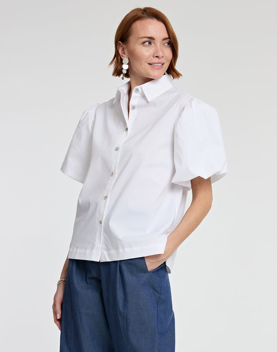 Angelina Elbow Sleeve Cotton Shirt