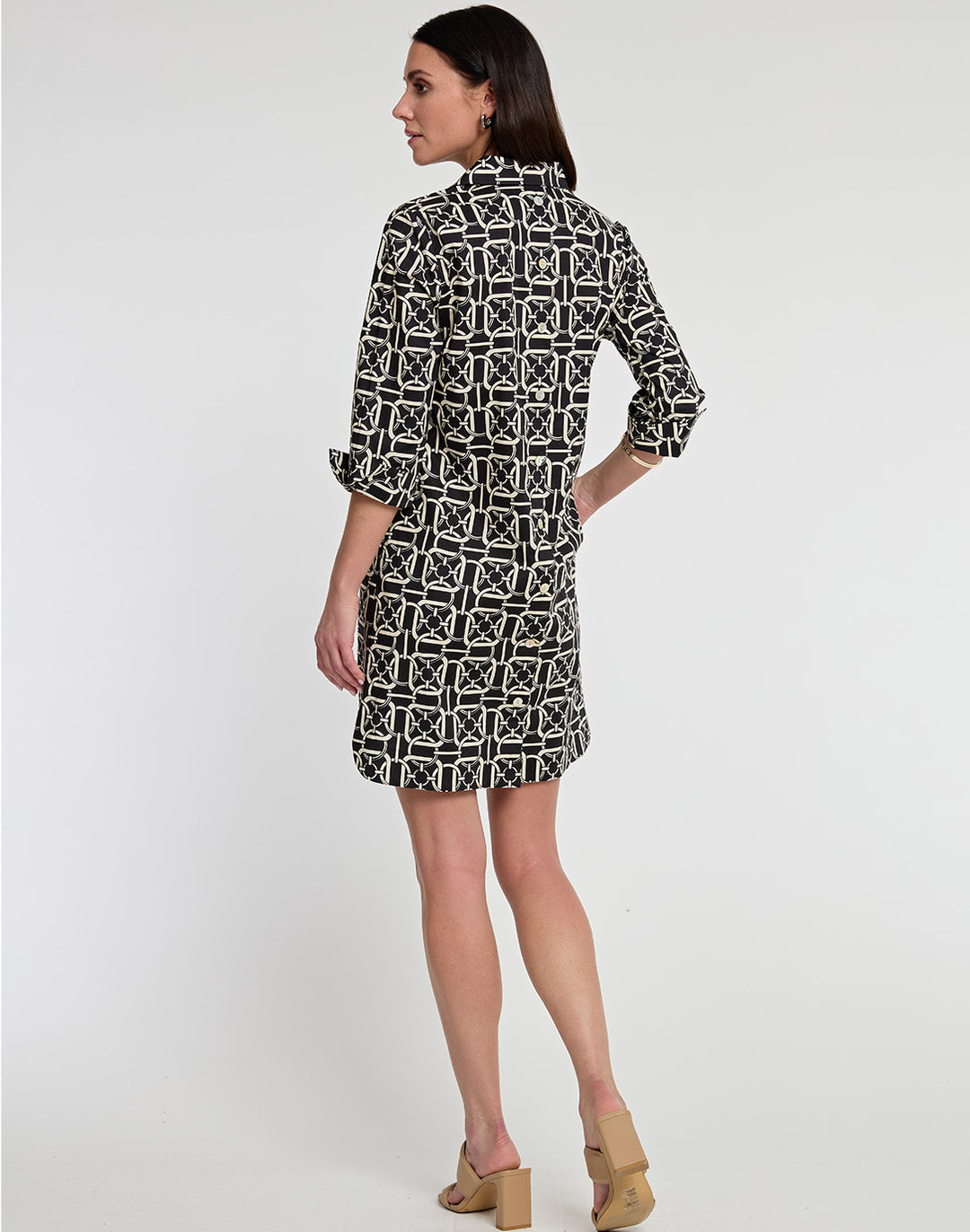 Aileen 3/4 Sleeve Status Chain Print Dress