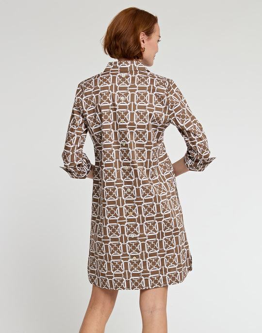 Aileen 3/4 Sleeve Status Chain Print Dress