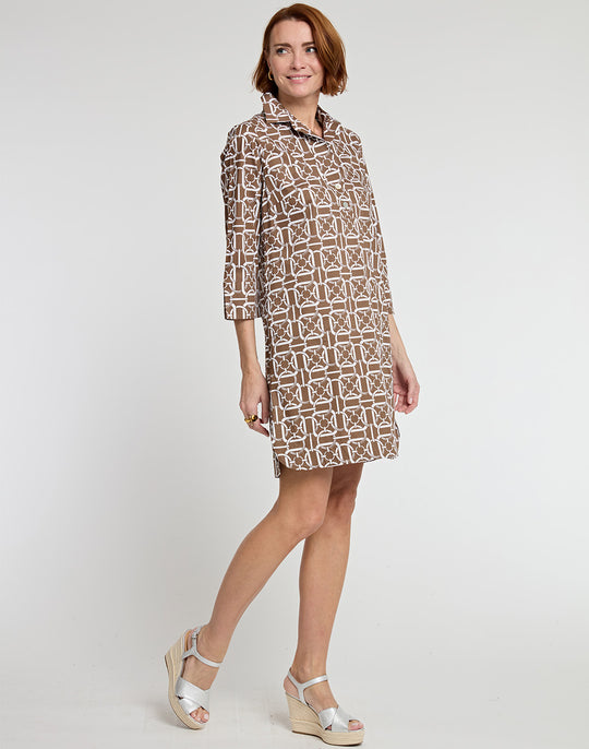 Aileen 3/4 Sleeve Status Chain Print Dress