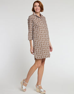 Aileen 3/4 Sleeve Status Chain Print Dress