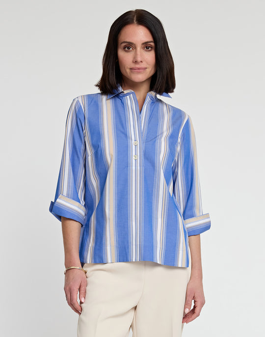 Aileen 3/4 Sleeve Awning Stripe Top