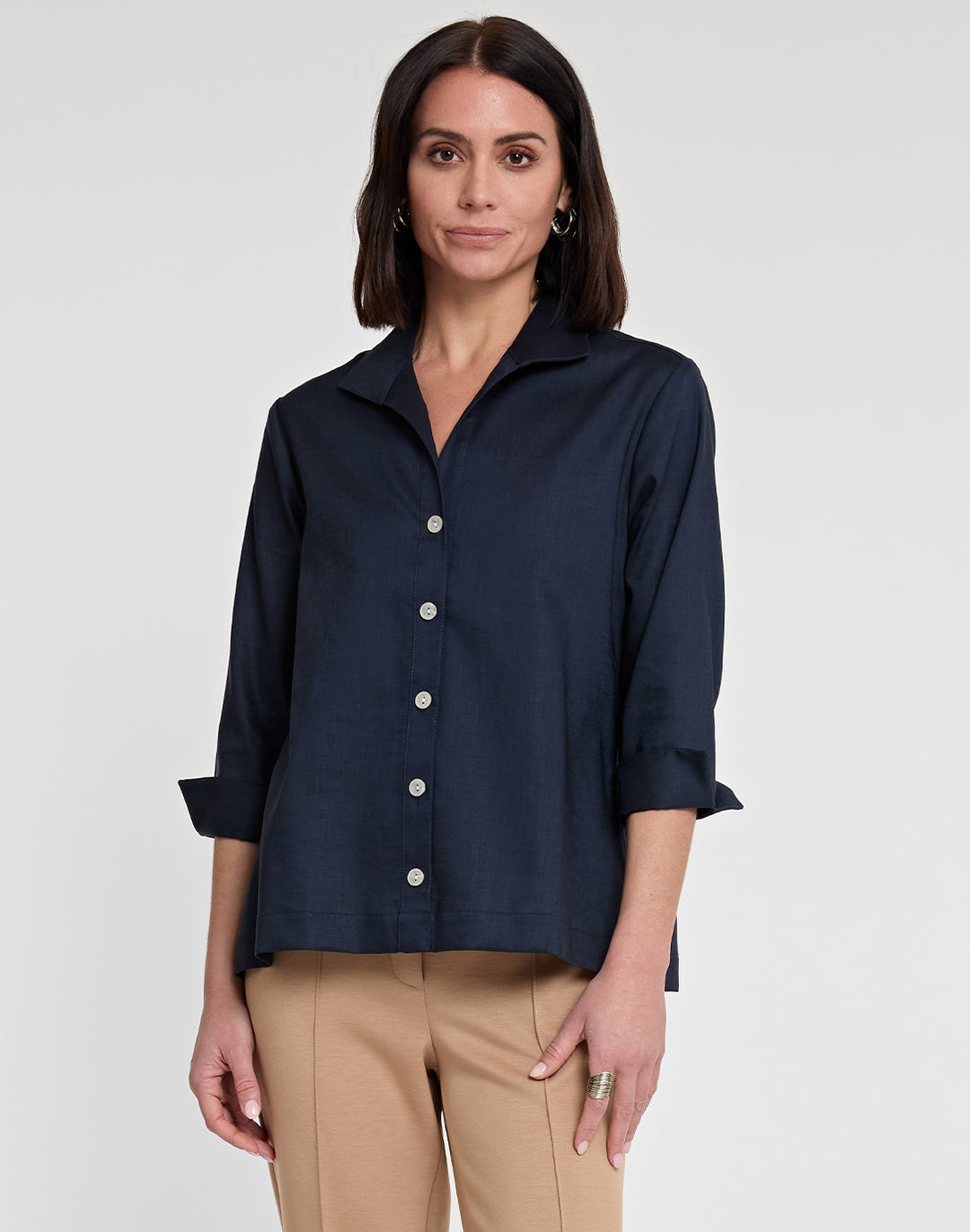 Lara 3/4 Sleeve Luxe Linen Shirt Jacket