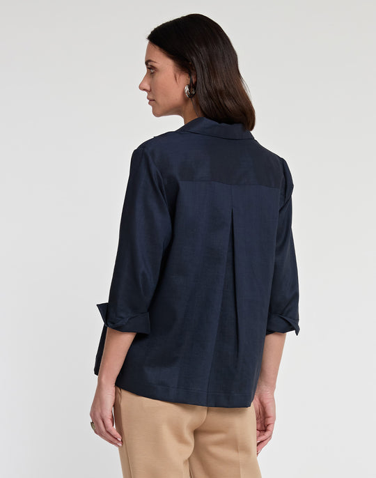 Lara 3/4 Sleeve Luxe Linen Shirt Jacket