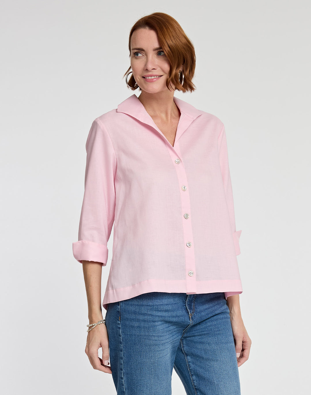 Lara 3/4 Sleeve Luxe Linen Shirt Jacket