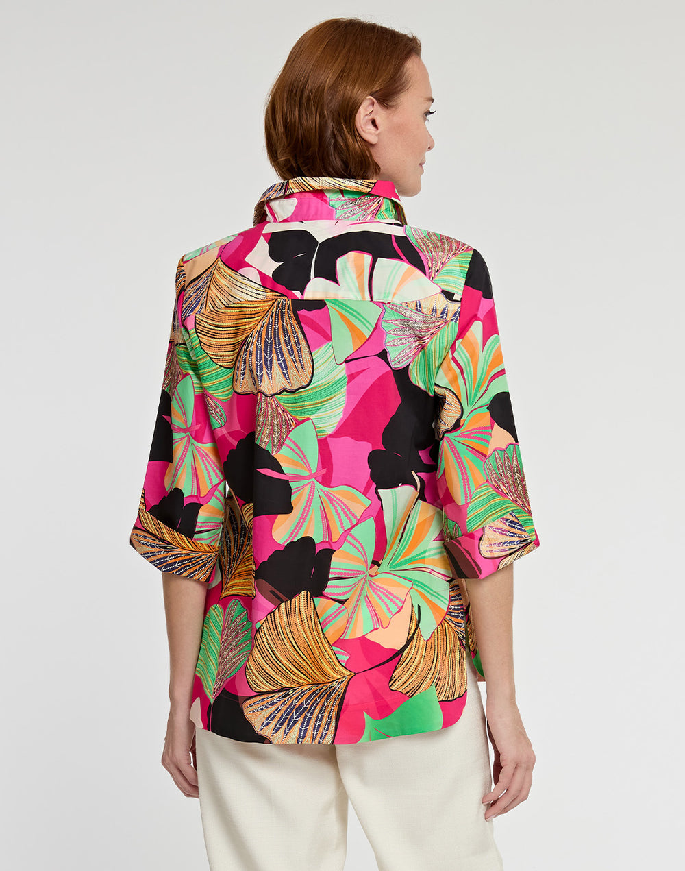 Charlotte 3/4 Sleeve Gingko Print Top