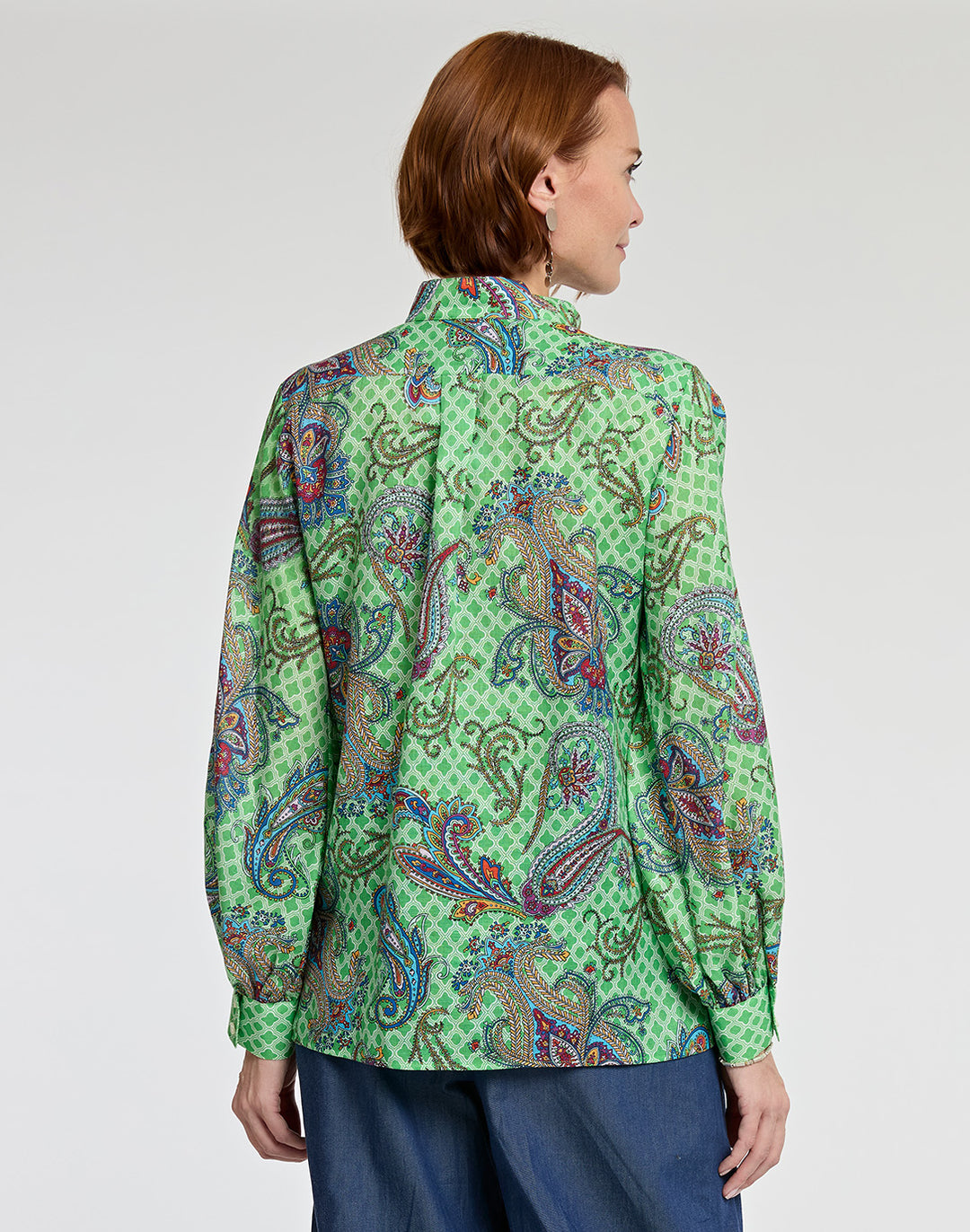 Billie Long Sleeve Luxe Linen Foulard Paisley Print Top