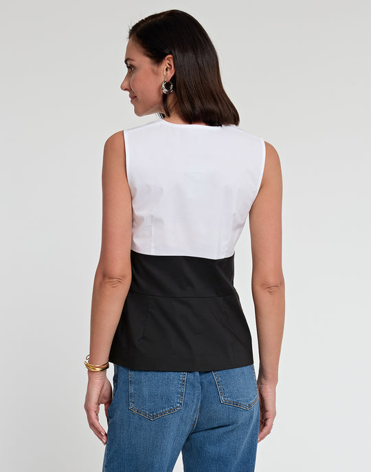 Ellen Sleeveless Colorblock Cotton Top