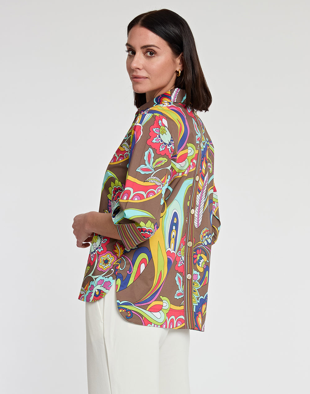 Aileen 3/4 Sleeve Bali Paisley Print Top